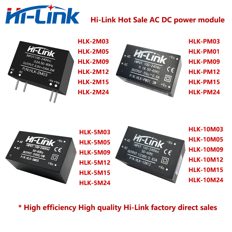 Hi-Link Free Shipping 10pcs/lot Hot Sale 3W 5V 0.6A AC DC Power Supply HLK-PM01 Isolated Module Smart Home High Efficiency