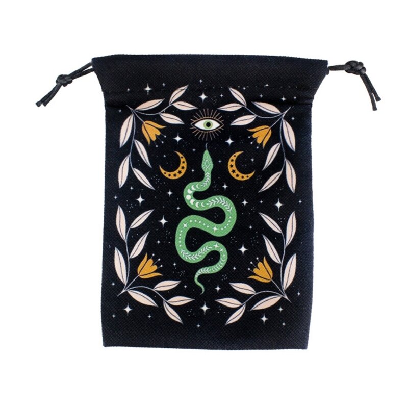 Animal Plant-Altar Tarot Card Storage Bag Printed Dices Bag Tarot Card Holder Jewelry Pouch Velvet-Drawstring Gift Bag