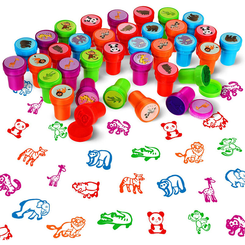 Berbagai macam cap untuk anak-anak Self-Ink guru Stamps pesta rasa hadiah kotak harta karun kelas Paskah Telur Stuffers hadiah mainan