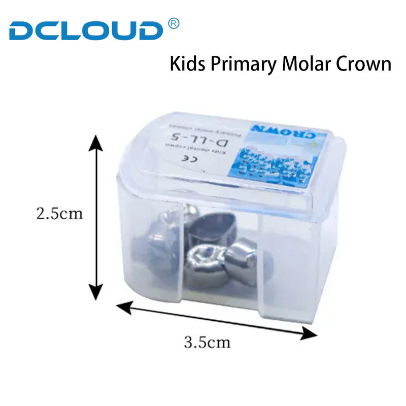 5 pz/scatola Dental Crown Kids corone temporanee molari preformate in acciaio inossidabile ricarica dei denti molari primari bambini 1 ° 2 ° D2-D7