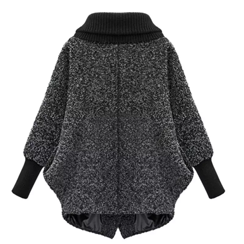 Cappotto di lana allentato caldo a maniche lunghe nuovo cappotto di lana con collo alto invernale da donna di nuova moda in tinta unita femminile