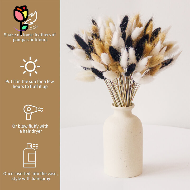 Bunny Tail Grass Bouquet para Decoração de Casamento, Flor Artificial, Lagurus Ovatus, Acessórios Para Decoração De Casa, Mix Color, Coelho, 100Pcs