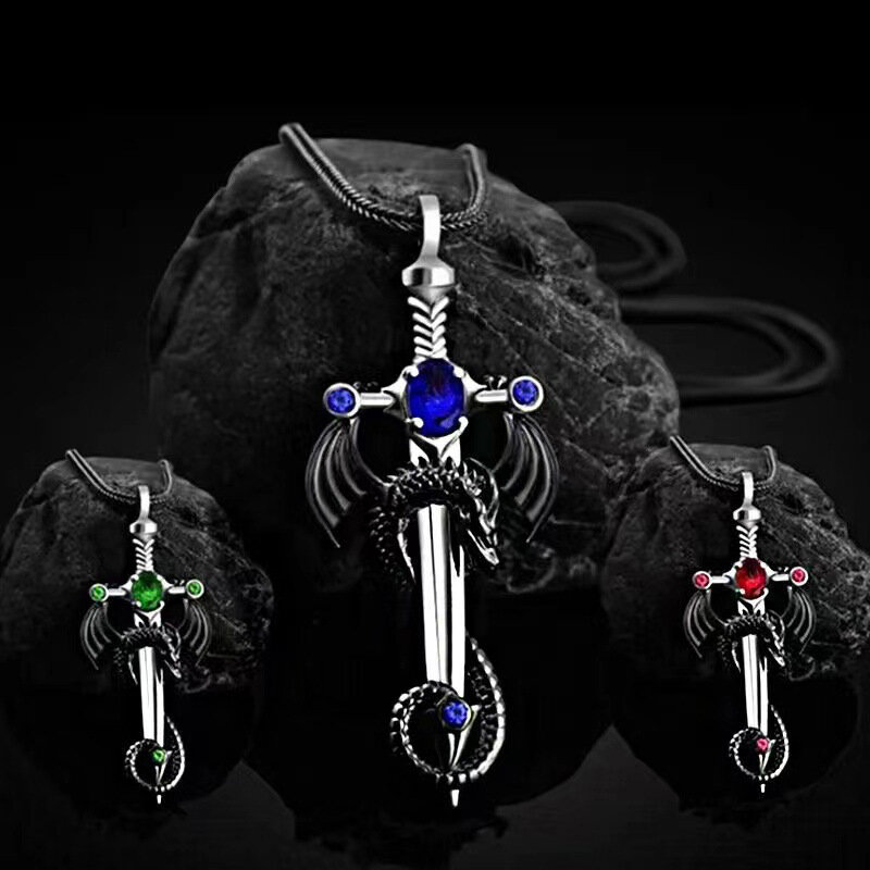 Ожерелье с подвеской в виде меча дракона в стиле ретро, модное изысканное ожерелье, аниме, ювелирные аксессуары