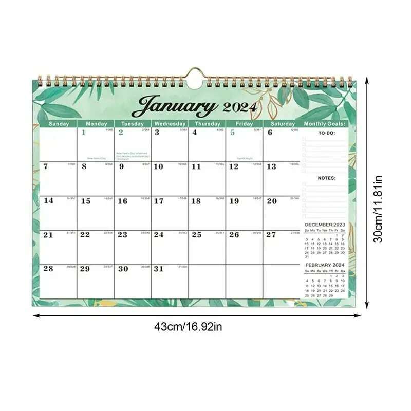 2024 Wall Calendar 12 Month | Wall Calendar Jan to Dec 2024 | Annual Yearly Planner 2024 Calendars Wall Planner Monthly Calendar