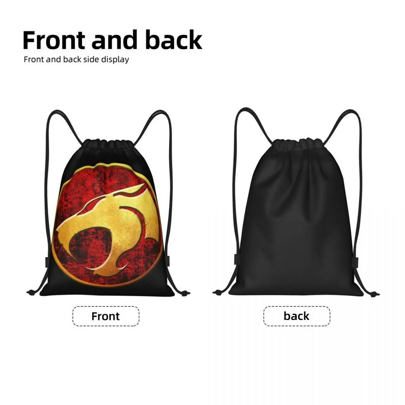 Gold Thundercat Anime Drawstring Backpack Sports Gym Bag for Women Men Training Sackpack