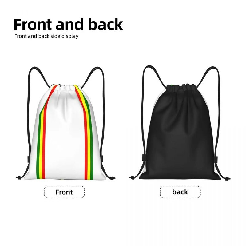 กระเป๋าเป้สะพายหลังแบบเชือกรูดลายแถบสีราสต้า tas GYM สปอร์ตสำหรับผู้ชายและผู้หญิง