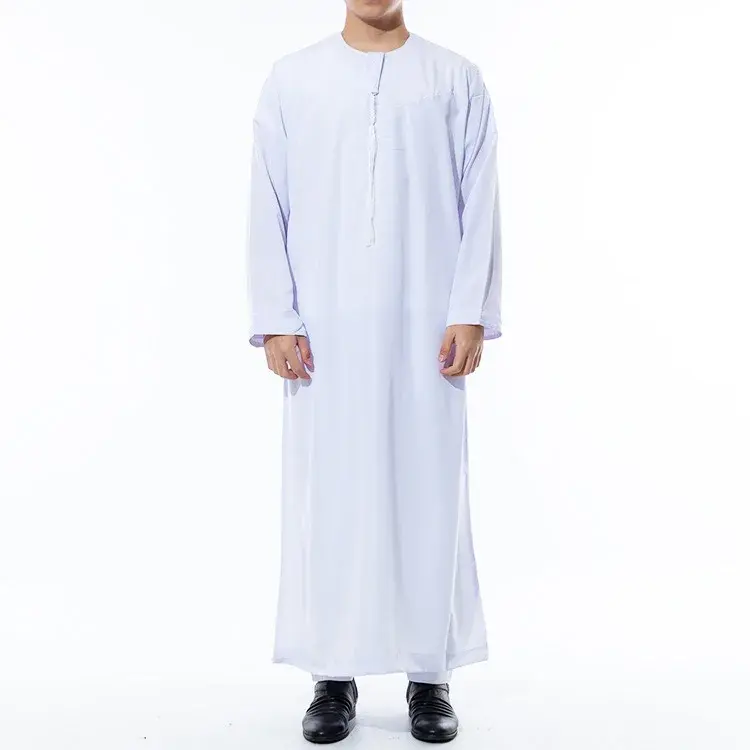Roupa islâmica dos homens jubba thobe comprimento manga longa solta muçulmanos arábia saudita paquistão kurta muçulmano trajes kaftan