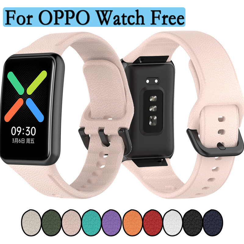 Ремешок силиконовый для OPPO Watch Free, регулируемый Одноцветный сменный Браслет с черной пряжкой