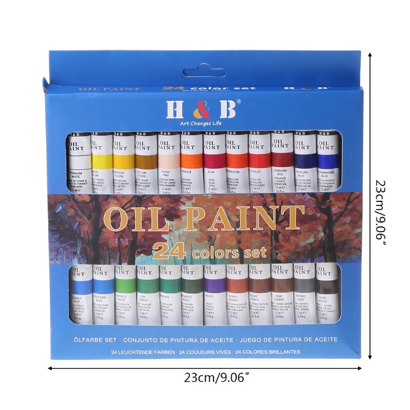 24 cores profissional pintura a óleo pintura desenho pigmento 12ml tubos conjunto arte suprimentos