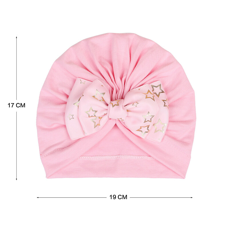 귀여운 반짝이는 매듭 나비 터번 아기 모자, 소년 소녀 모자, 코튼 신생아 비니 모자, 유아 헤어 액세서리