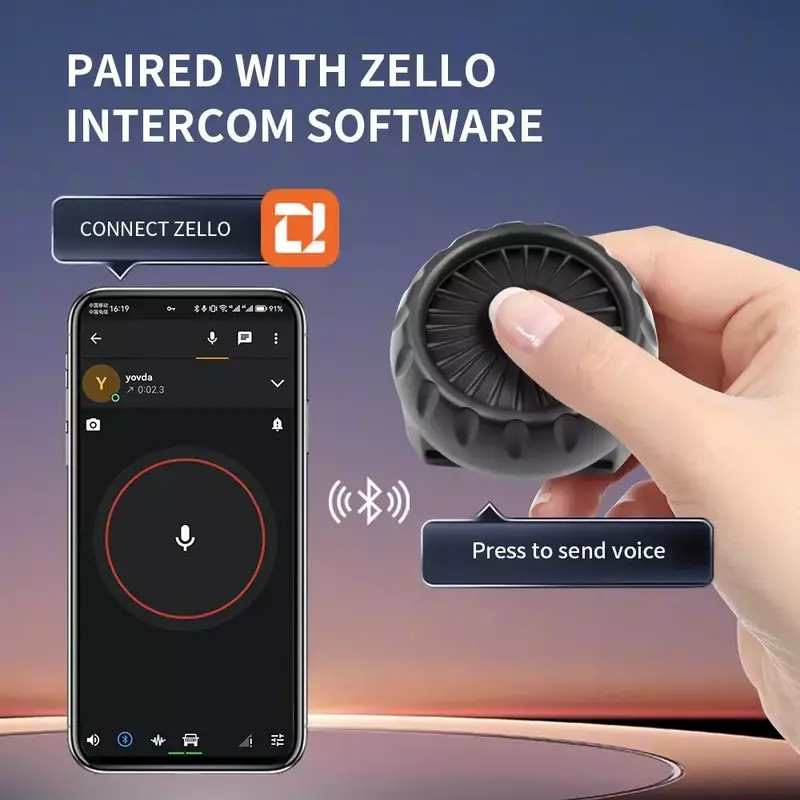 Walkie Talkie sem fio Bluetooth PTT, botão de controle para iOS, telefone Android, Zello, Push-to-Talk, carro, motocicleta, chamada de voz, novo