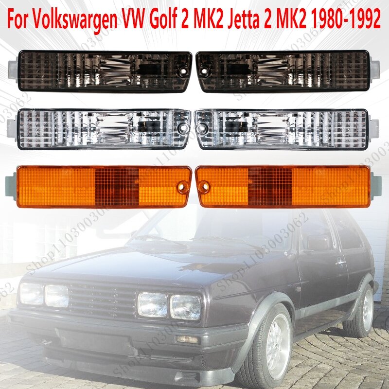 1 Pair Front Turn Signal Bumper Indicator Light Fog Corner Lamp With Harness For Volkswargen VW Golf 2 MK2 Jetta 2 MK2 1980-1992