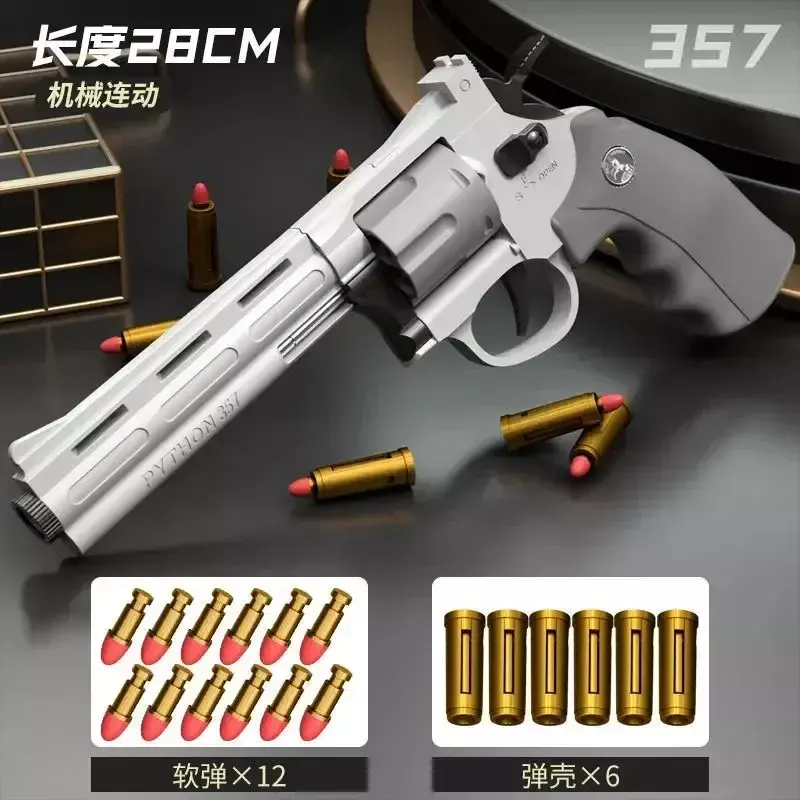 Magnum-Long Alloy Revolver Pistol, Soft Bullet, Can Be Fired, Boy Simulation Toy, Repetindo Pistola, Presentes infantis, Zp-5, 357