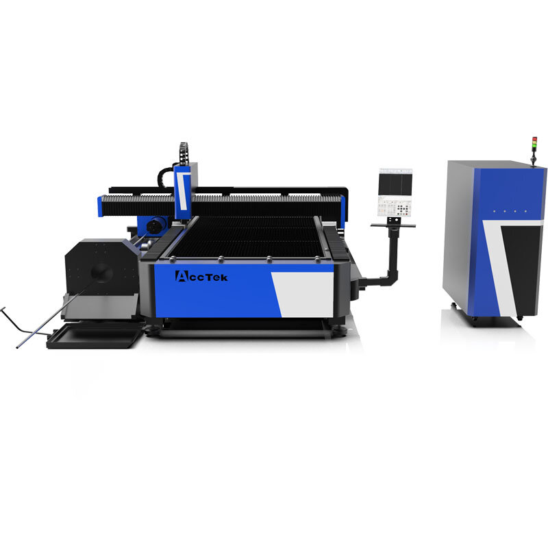 Máquina de corte a laser de chapa metálica, Folha metálica com dispositivo rotativo, AKJ1530FR, 1kW, 2kW, 3kW, 4kW, 5kW, 6kW