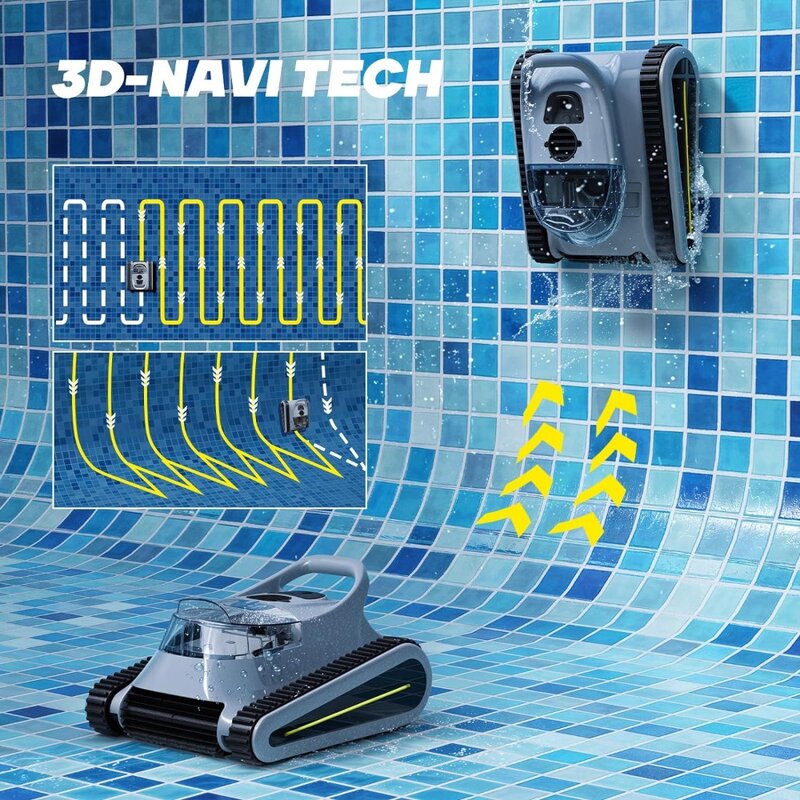 Bezprzewodowy automatyczny urządzenie do czyszczenia basenu do próżniowego wspinania się po ścianie, odpowiedni do ścian podłogowych 1614 stopy kwadratowe basenu (2024 nowy)