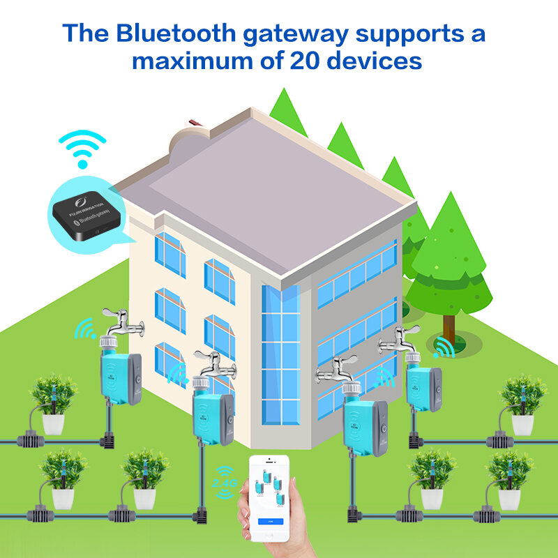 FUJIN-Bluetooth Wi-Fi Gateway Flor Rega Controlador, Artefato Automático, Smartphone Temporizador Remoto, Irrigação Artefato