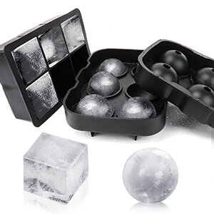 Kustom bulat es batu Set 2 silikon portabel Pembuat bola es untuk koktail & Bourbon dapat digunakan kembali & bebas Bpa