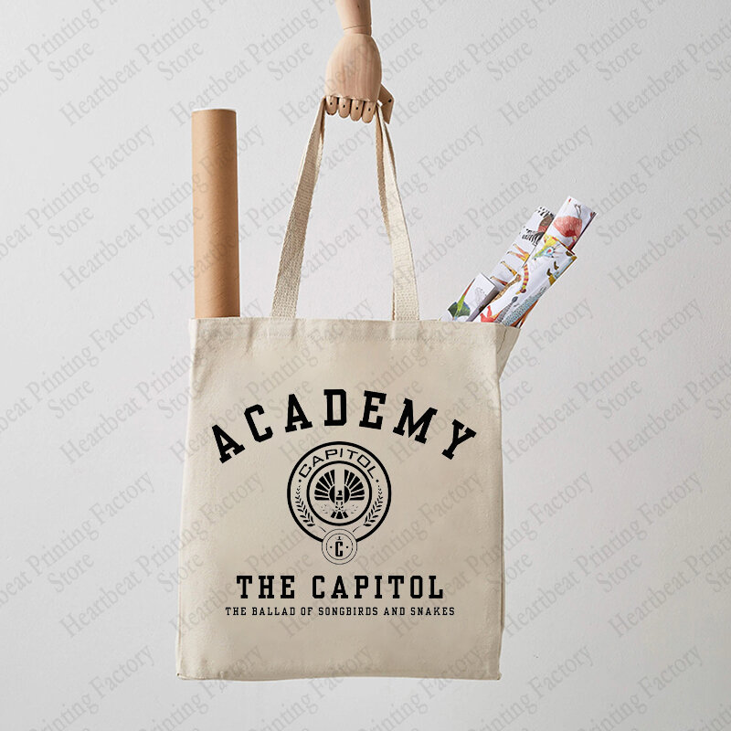 The Ballad tas jinjing kanvas motif burung dan ular Capitol Academy tas bahu untuk pecinta film tas belanja dapat dipakai ulang