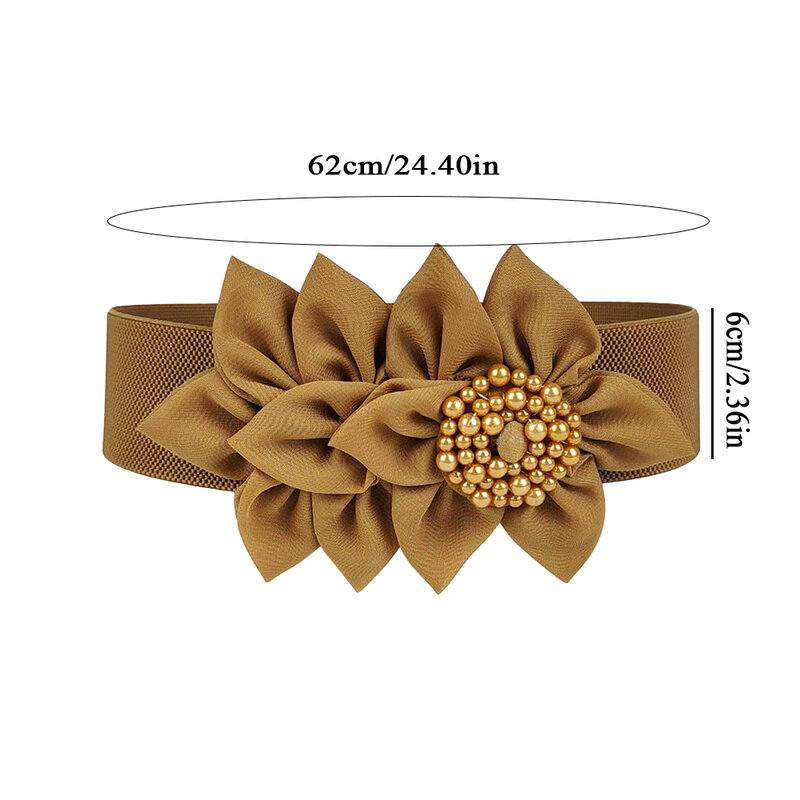 Cinturón de cintura con flores grandes para mujer y niña, faja elástica de alta calidad con sello de cintura dulce para vestido, cinturones de corsé con correa de cintura elástica