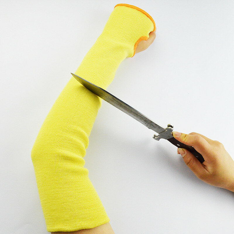 ระดับ5 HPPE ตัดแขนเสื้อคู่ Anti-Puncture ทำงานป้องกันแขน Fingerless Sarung Lengan แขนทำงานถุงมือความปลอดภัย