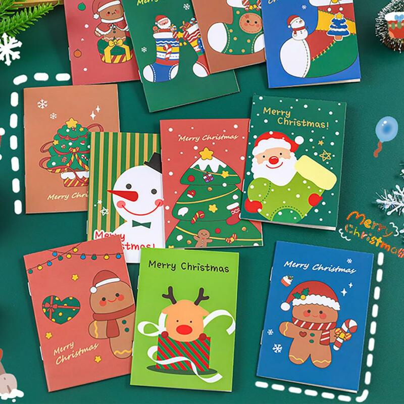 6Pcs Mini Christmas Notepads Festive Santa Claus Snowman Gift Xmas Notepads Pocket-sized Christmas Notebooks Random Color