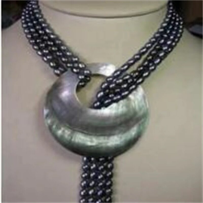 Ожерелье из натурального пресноводного жемчуга, кулон в виде ракушки с узелком, 50 дюймов, ручная работа