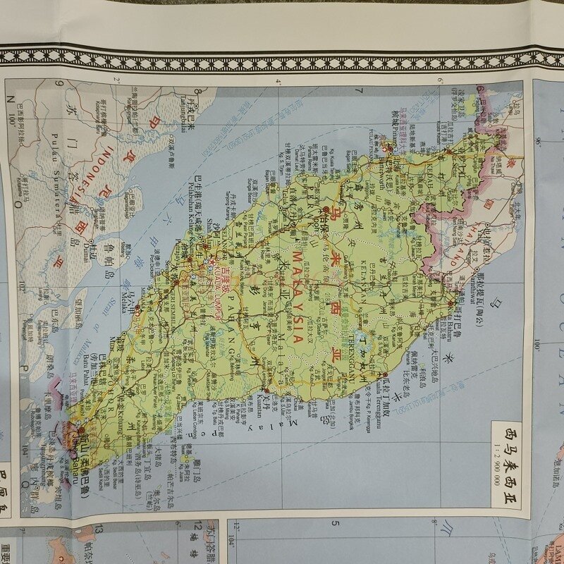Карта Малайзии, карта Индонезии, китайская и английская версия, туристические достопримечательности транспортировки Индонезии atlas