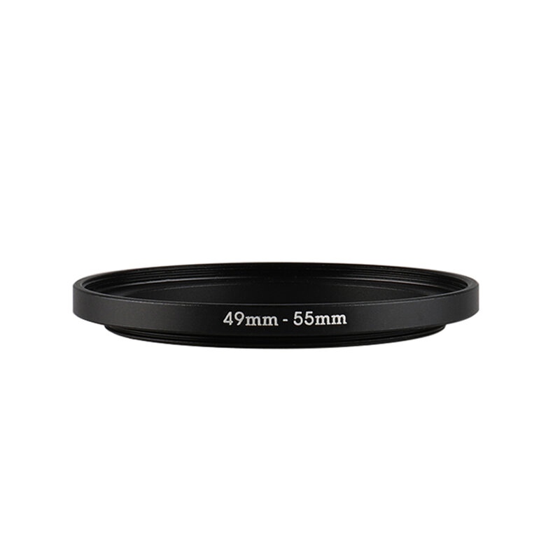 Alumínio preto Step Up Filter Ring, 49mm-55mm, 49-55mm, 49-55mm, adaptador de filtro para Canon, Nikon, Sony, câmera DSLR