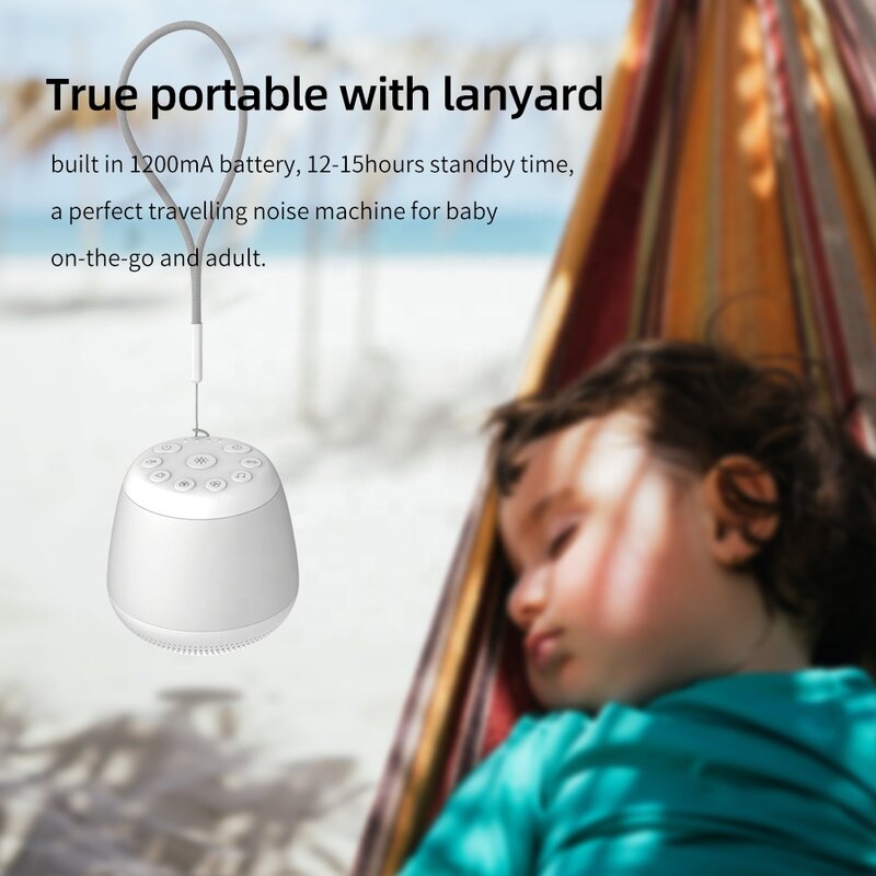Pemutar suara tidur balita portabel, mesin suara putih kebisingan dengan lampu malam dan pengisi daya untuk bayi