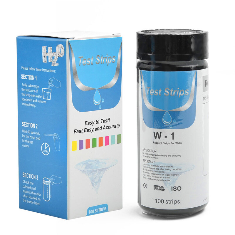 50PCS Water Total Hardness Test Strips Quick And Easy Testing Kit 0-425 PPM New Water Quality Test Strip For Testing Hardness PH