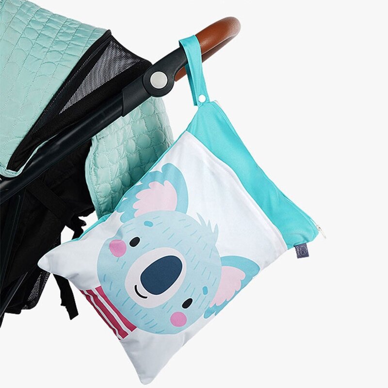 กระเป๋าผ้าอ้อมเด็กพิมพ์การ์ตูนกันน้ำเปียกผ้าอ้อมซิปกระเป๋าถือกระเป๋า G99C
