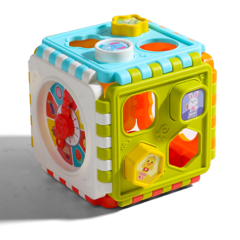 Puzzel Bouwsteen Speelgoed Vorm Matching Hexahedron Met Nummer Grafisch Cognitief Blok Voor Baby