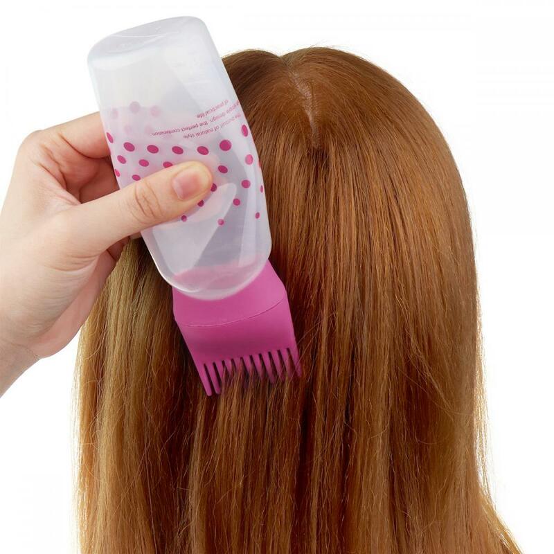 Botol sampo plastik sisir minyak mengeluarkan botol aplikator 3 warna aksesori penata rambut Salon kapasitas besar