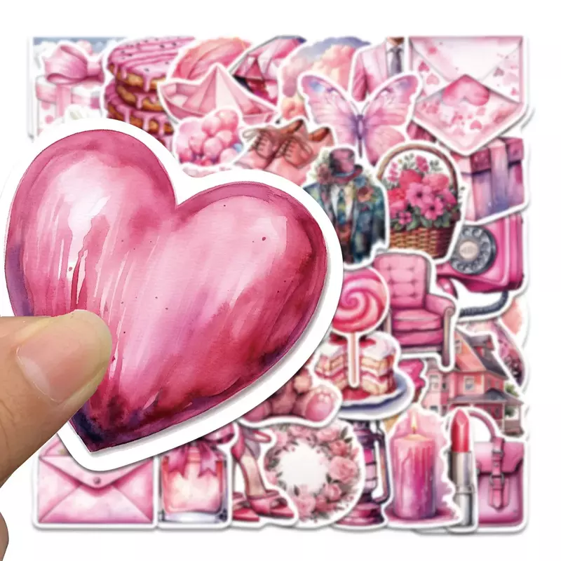 10/30/50Pcs Pink Wedding Waterproof Graffiti Sticker Aesthetic Decorative Luggage Cup Laptop Phone Scrapbook Notebook Stickers