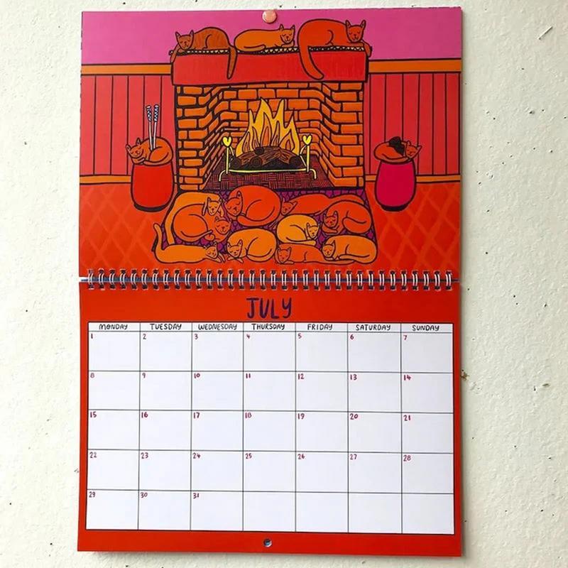 2024 Kitty Calendar Pink Cat Calendar Living Room Room Kitten Wall Calendar Wall Planner Home Decorations