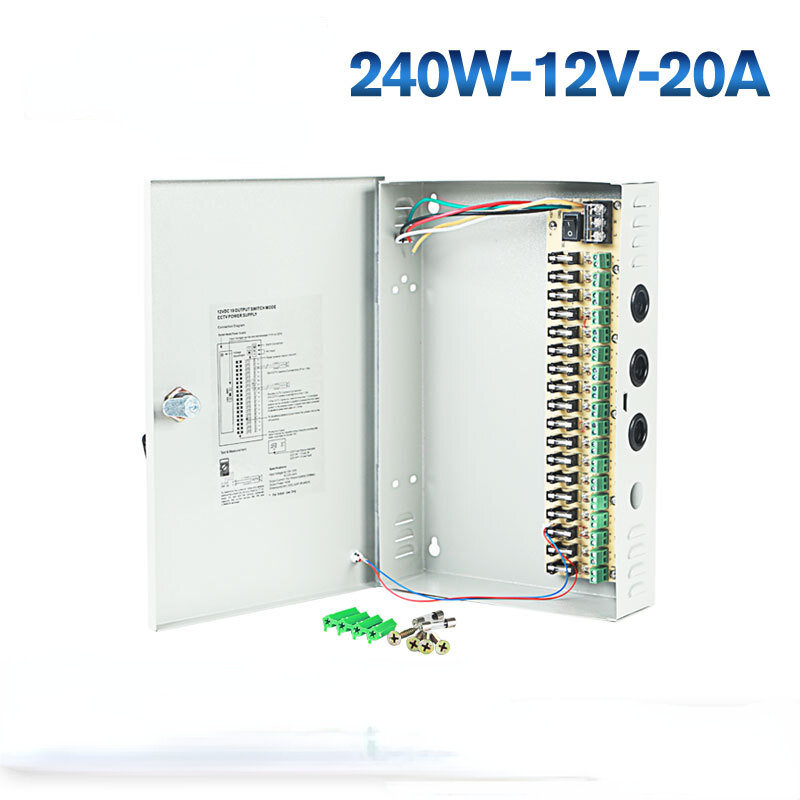 Fonte de Alimentação Inteligente LED, Uma Divisão Interruptor de Saída Múltipla, 240W, 12V, 18CH, 12V, 20A