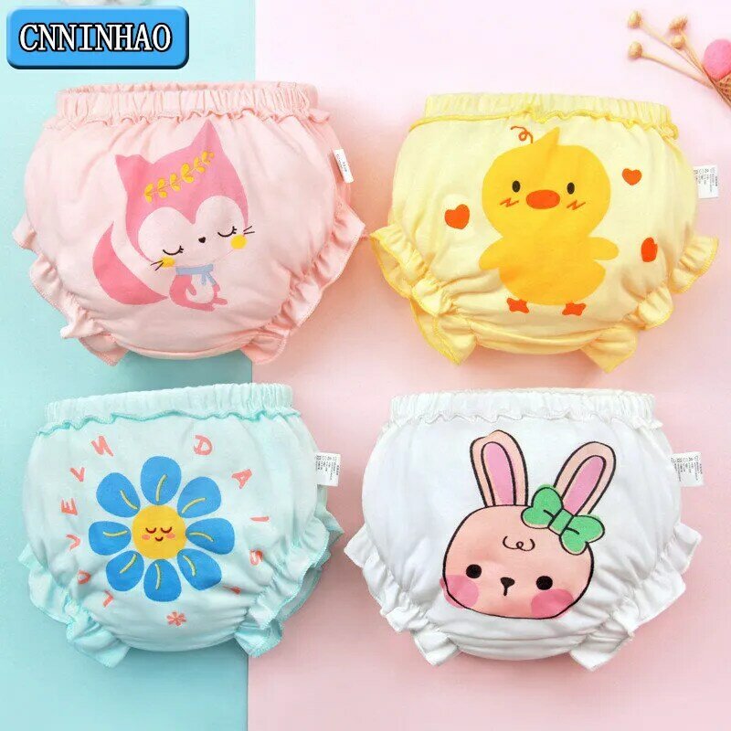 Baby Cloth Diaper Cartoon Animal Cotton Waterproof Ecological Learning Diapers Potty Training Panties Nappies For Girls Newborn