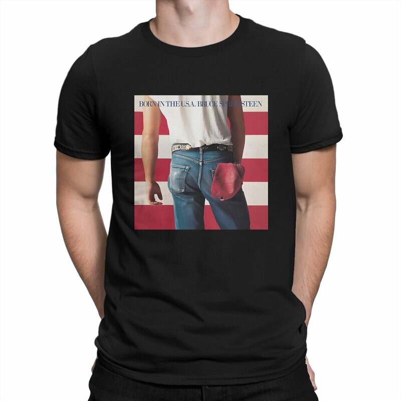 Śmieszne koszulki z USA dla mężczyzn z dekoltem koszulka z czystej bawełny Bruce Springsteens piosenkarz rockowy koszulka z krótkim rękawem letnie ubrania