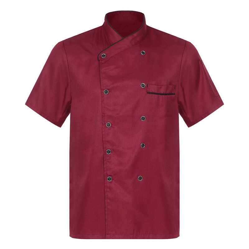 Conjunto de uniforme de chaqueta de Chefs de Color sólido para hombre y mujer, camisas de Chef de cocina y sombrero de Catering para cantina, restaurante, Hotel, cafetería, trabajo