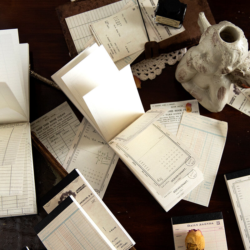 Libro de notas de escritura a mano, Estilo vintage clásico, Cuenta de mano, materiales decorativos, papel de mensaje, 5 modelos, 60 unids/lote por paquete