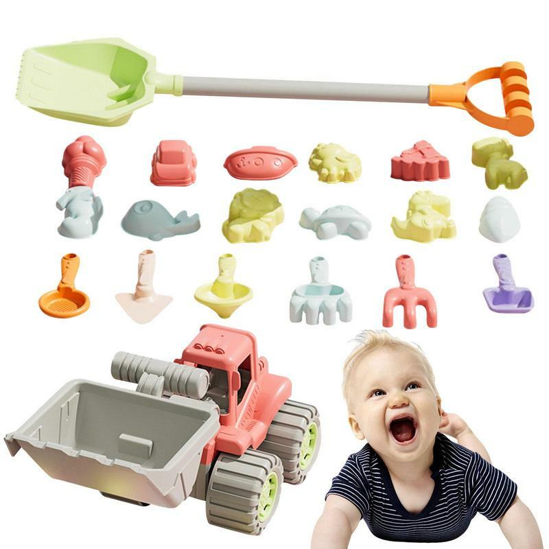 Toddler Beach Toys 20pcs Beach Toys For Kid Toddler Sand Excavator And Shovels Set Sand Molds Sandbox Toys For 3 Kids Travel