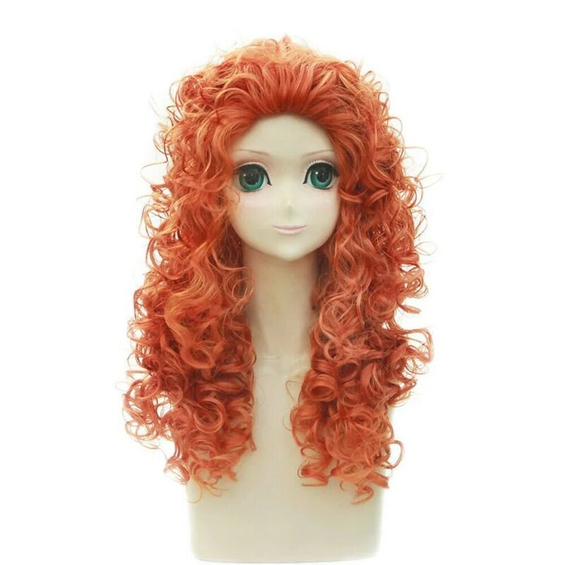 Animacja księżniczki Merida Cosplay pomarańczowe długie peruki syntetyczne z kręconymi włosami włosy