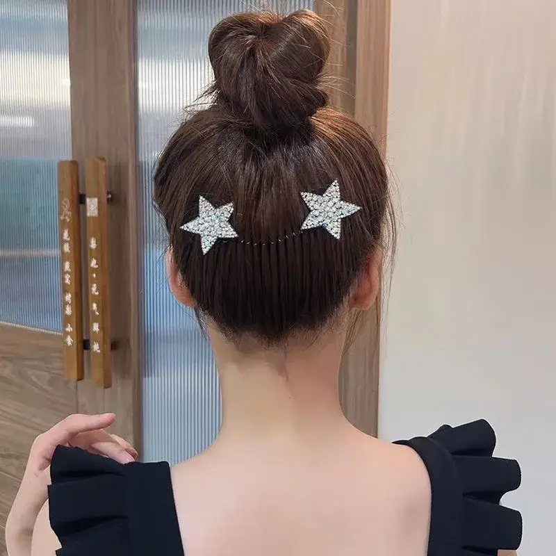 Fashion Rhinestone StarHair Comb Shattering Hair Sorting Magic Invisible Rear Brain Spoon Hair Discharger Girl Hair Card Comb