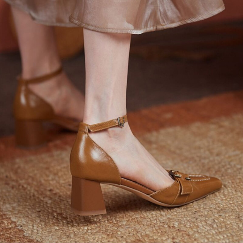 Mary Janes-Escarpins à talons hauts pour femmes, chaussures à plateforme à bout carré, nouvelle mode d'été, chaussures décontractées pour femmes, 2024