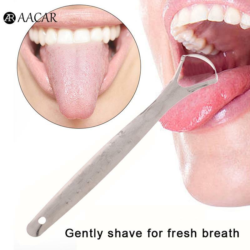 Raspador de lengua de acero inoxidable, herramienta de limpieza Dental, cuidado de higiene bucal profesional, Reduce el mal aliento fresco