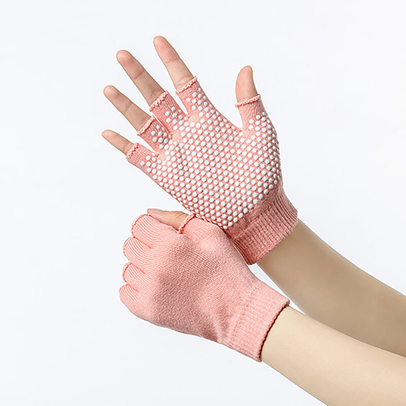 ถุงมือโยคะลมนิ้วสำหรับผู้หญิงถุงมือป้องกันลื่นถุงมือปั่นจักรยานอุปกรณ์โยคะ