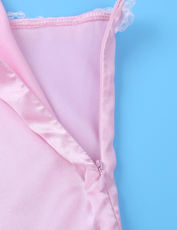 Gaun Banci Pria Gay Gaun Lingerie Berenda Satin Crossdress Pria Seksi Eksotis Pakaian Dalam Merah Muda Homme Pakaian Tidur