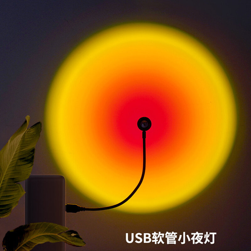 USB Sunset Projection Lamp Rainbow Atmosphere Night Light Sunset Light per la fotografia Selfie Coffee Store Live Wall Decoration