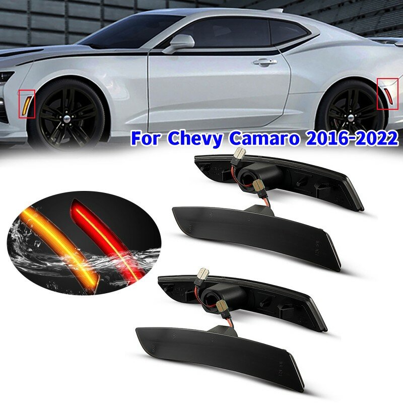 Luz LED de posición lateral del parachoques delantero y trasero del coche, lámpara para Chevy Camaro 2016-2022, 2 pares