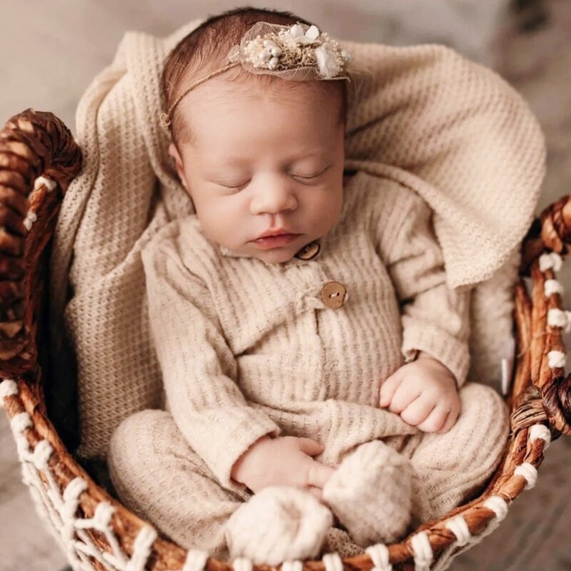 Newborn Photography Costume Soft Knitted Jumpsuits Baby Photo Clothing